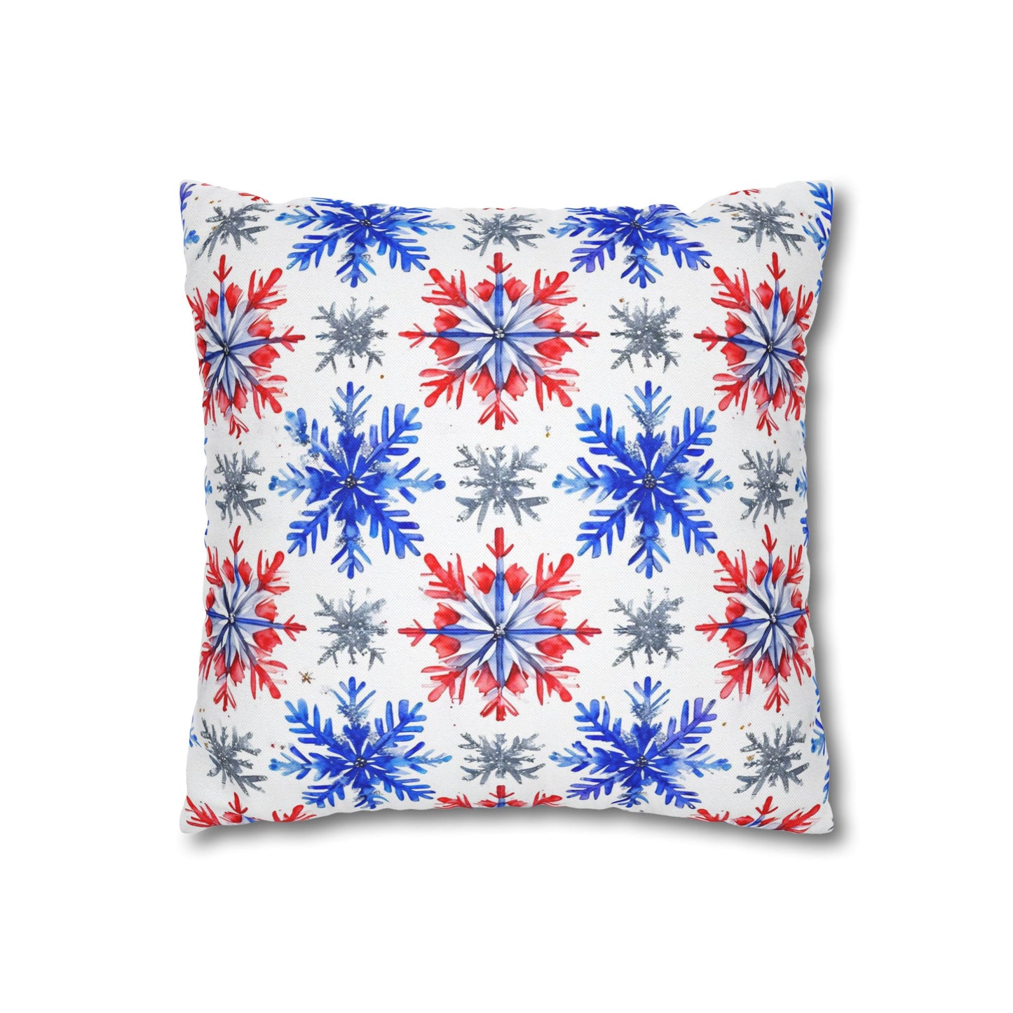 Watercolor Snowflake Spun Polyester Square Pillowcase