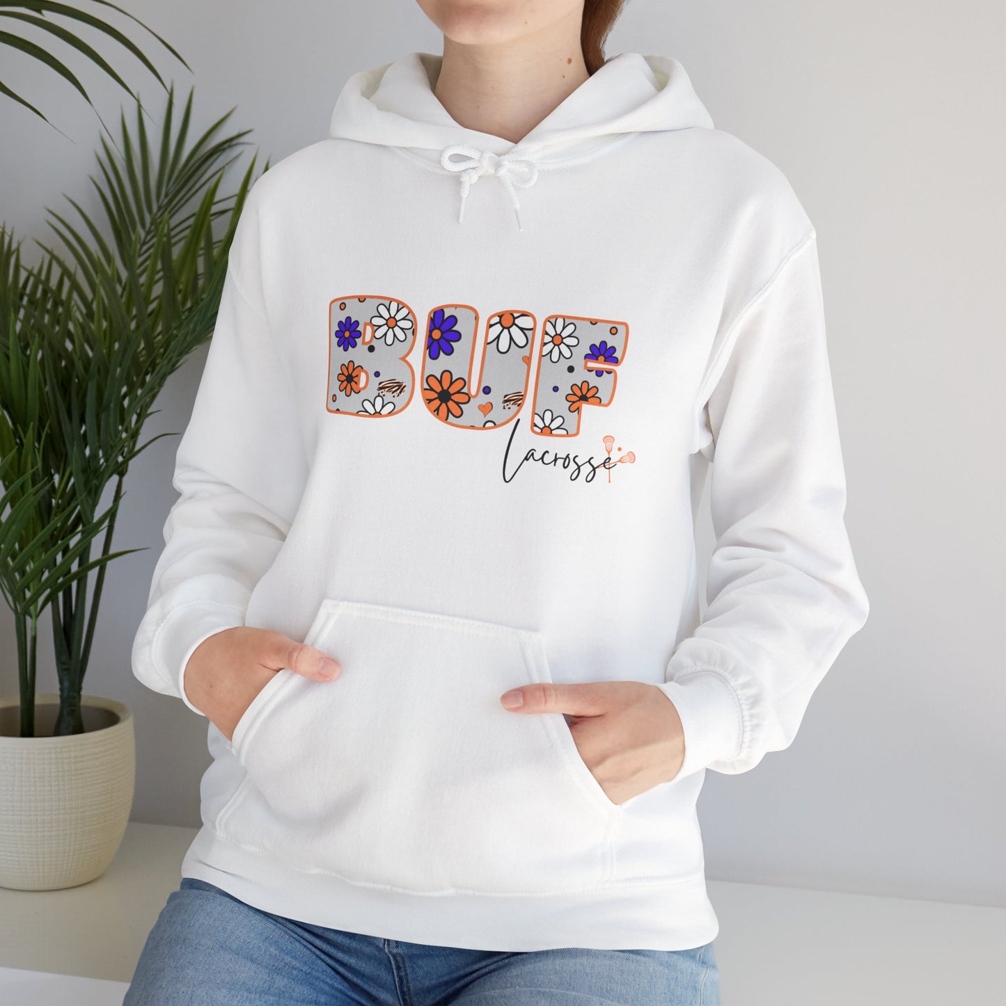 BUF Lacrosse Unisex Heavy Blend™ Hooded Sweatshirt ~ Flower Power Design