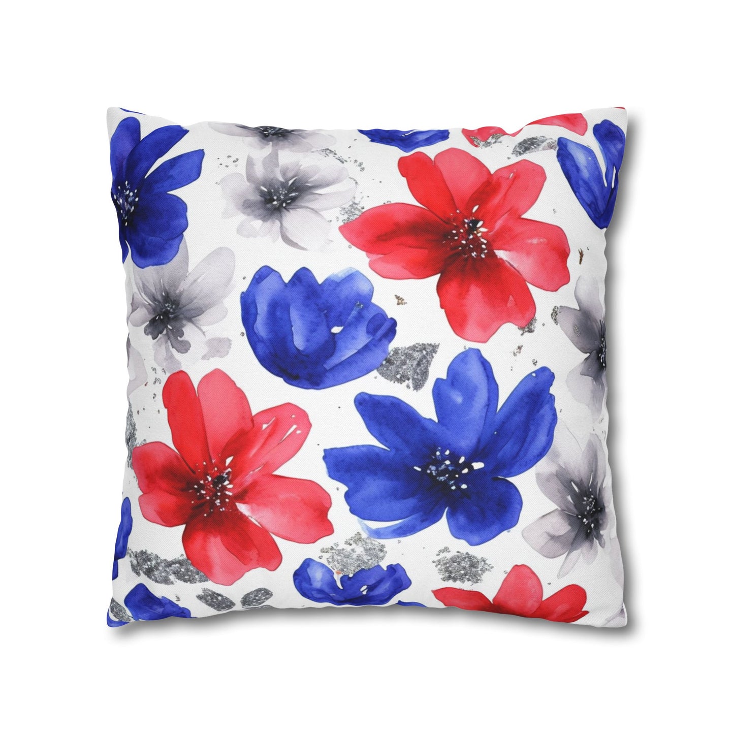 Floral Watercolor Spun Polyester Square Pillowcase