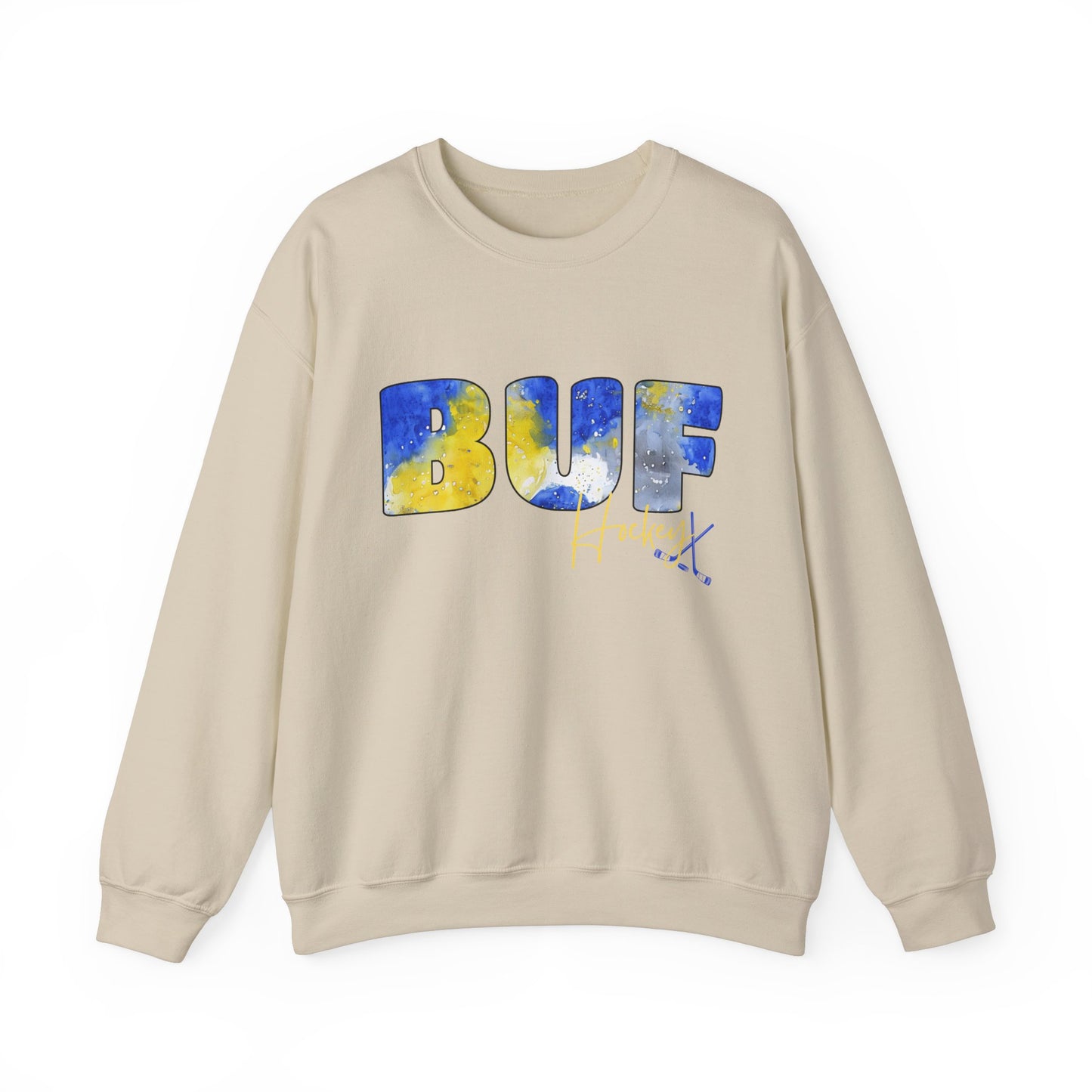 Sabres Paint BUF Watercolor Unisex Heavy Blend™ Crewneck Sweatshirt