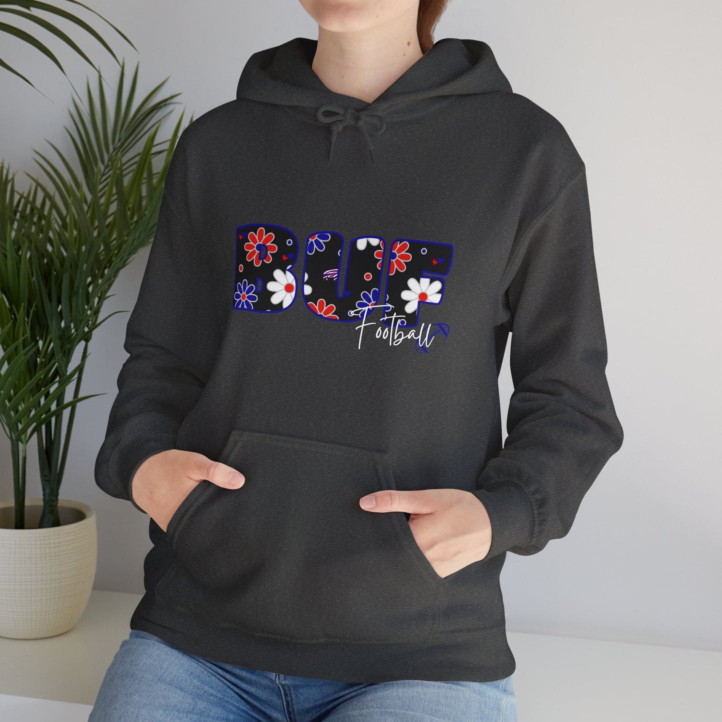 BUF Football Unisex Heavy Blend™ Hooded Sweatshirt ~ Flower Power Design