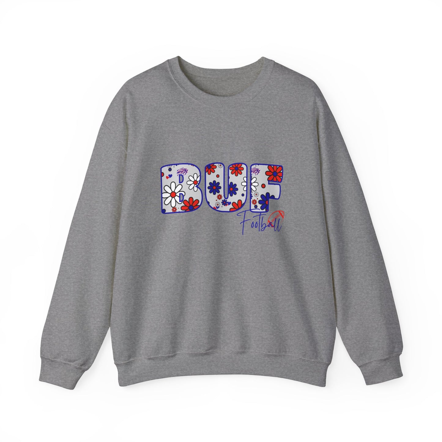 BUF Bills Unisex Heavy Blend™ Crewneck Sweatshirt ~ Flower Power Design