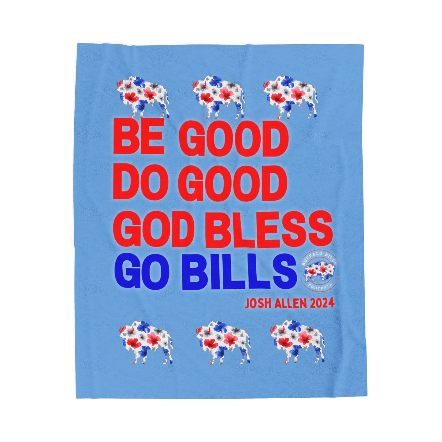 Josh Allen MVP "Be Good, Do Good" Collection Velveteen Plush Blanket ~ Baby Blue