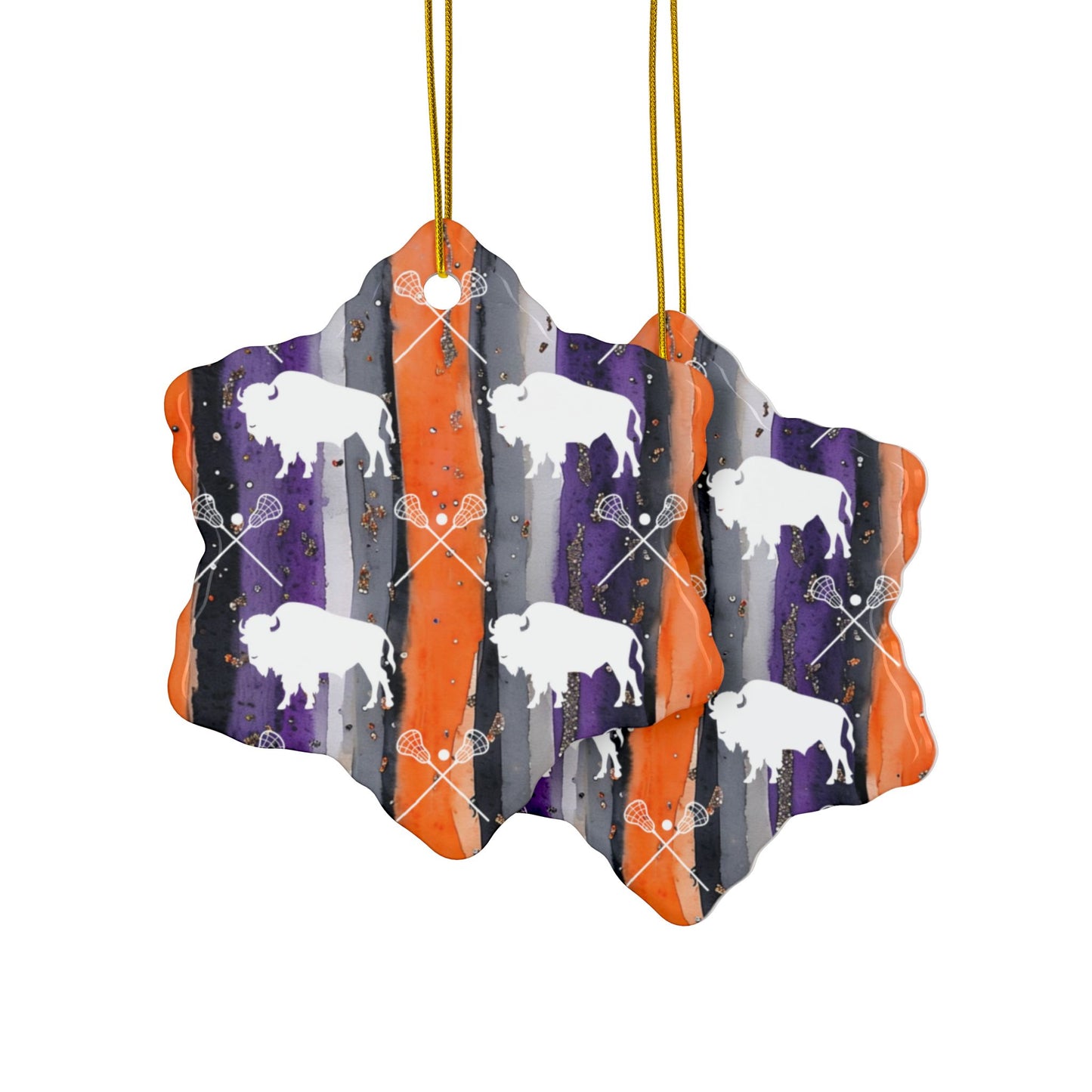 Buffalo Bandits Watercolor Stripe Ceramic Ornament: 2-Side Print, Available in (1pc, 3pcs, 5pcs, 10pcs)