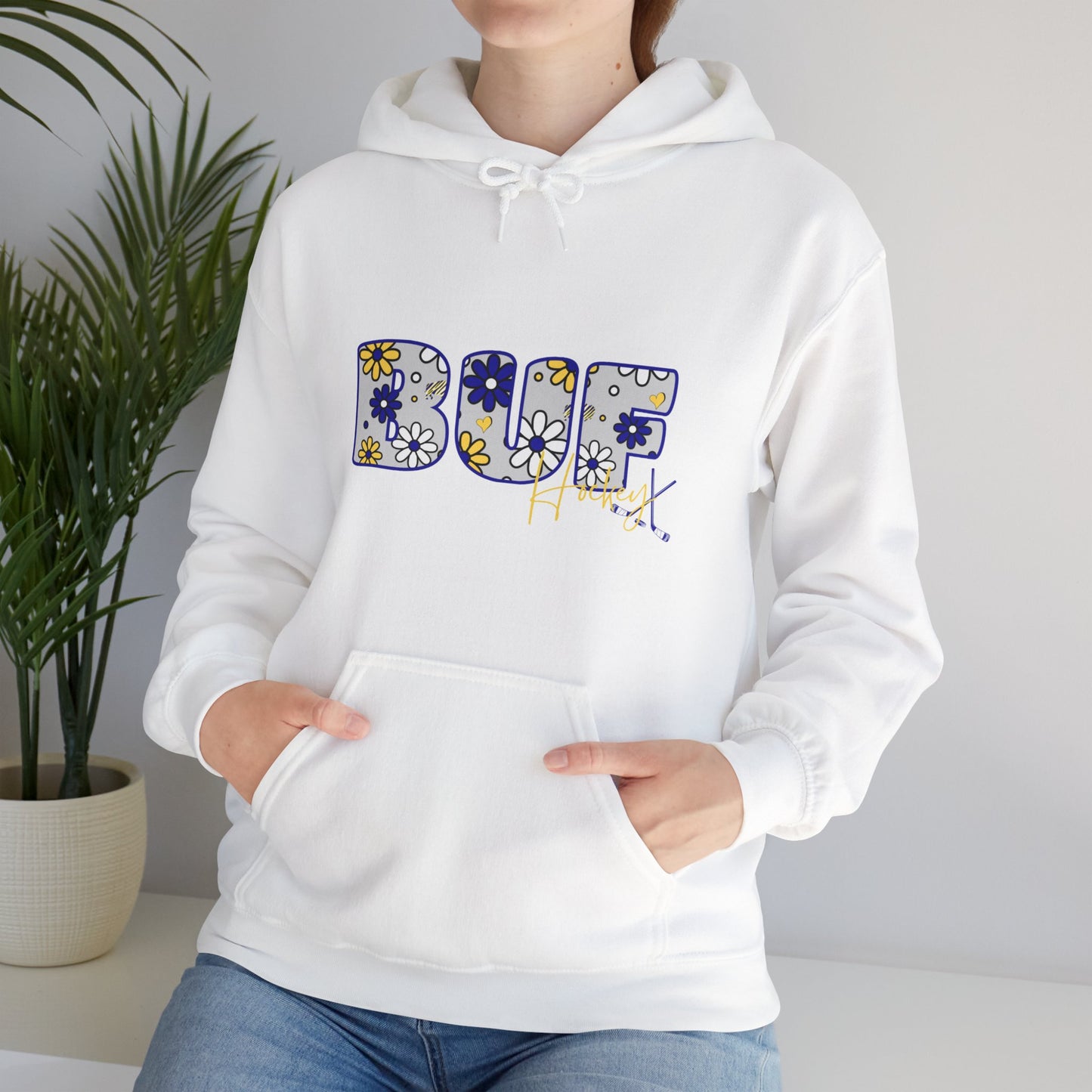 BUF Hockey Unisex Heavy Blend™ Hooded Sweatshirt ~ Flower Power Design