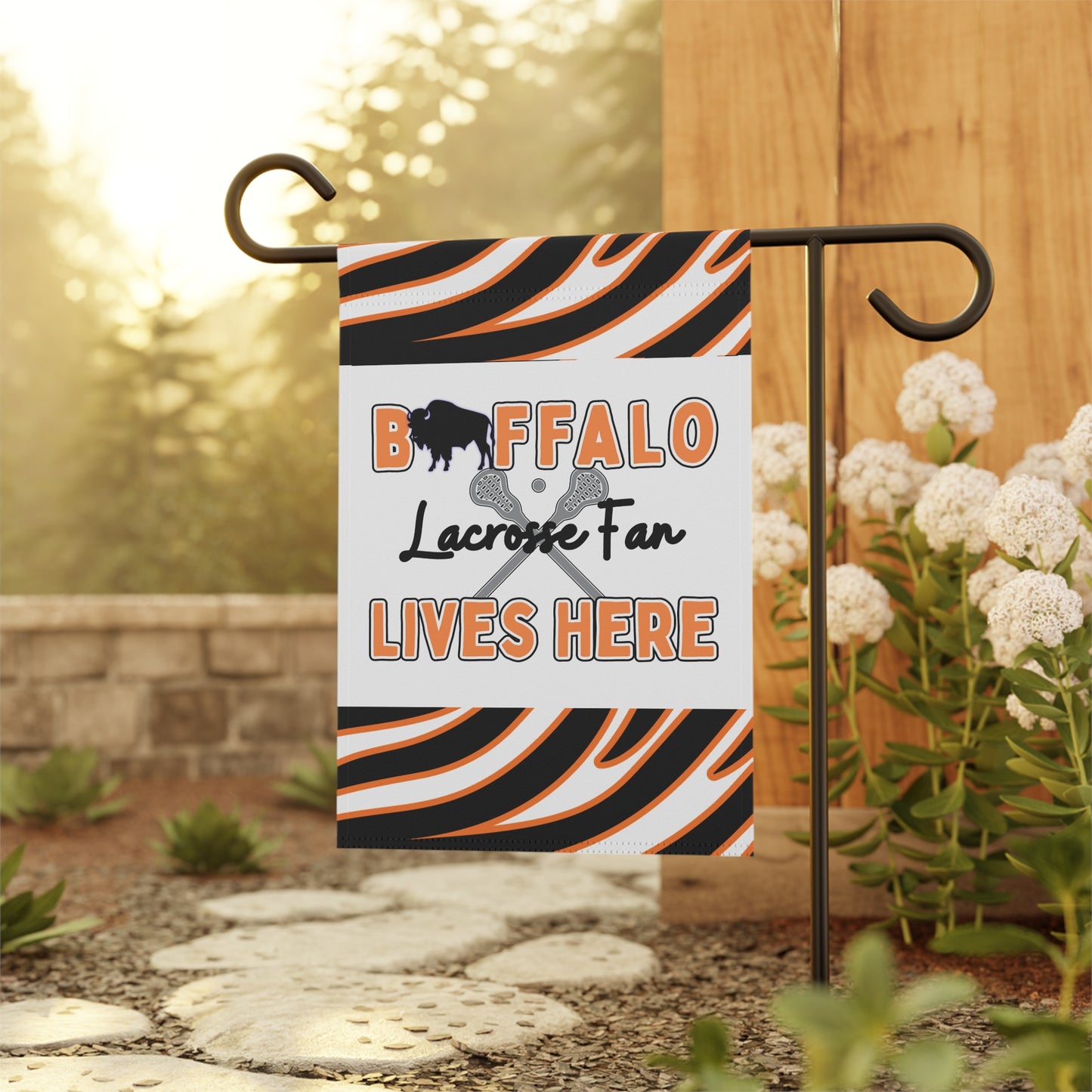 Buffalo Lacrosse Fan Animal Stripe Garden Flag
