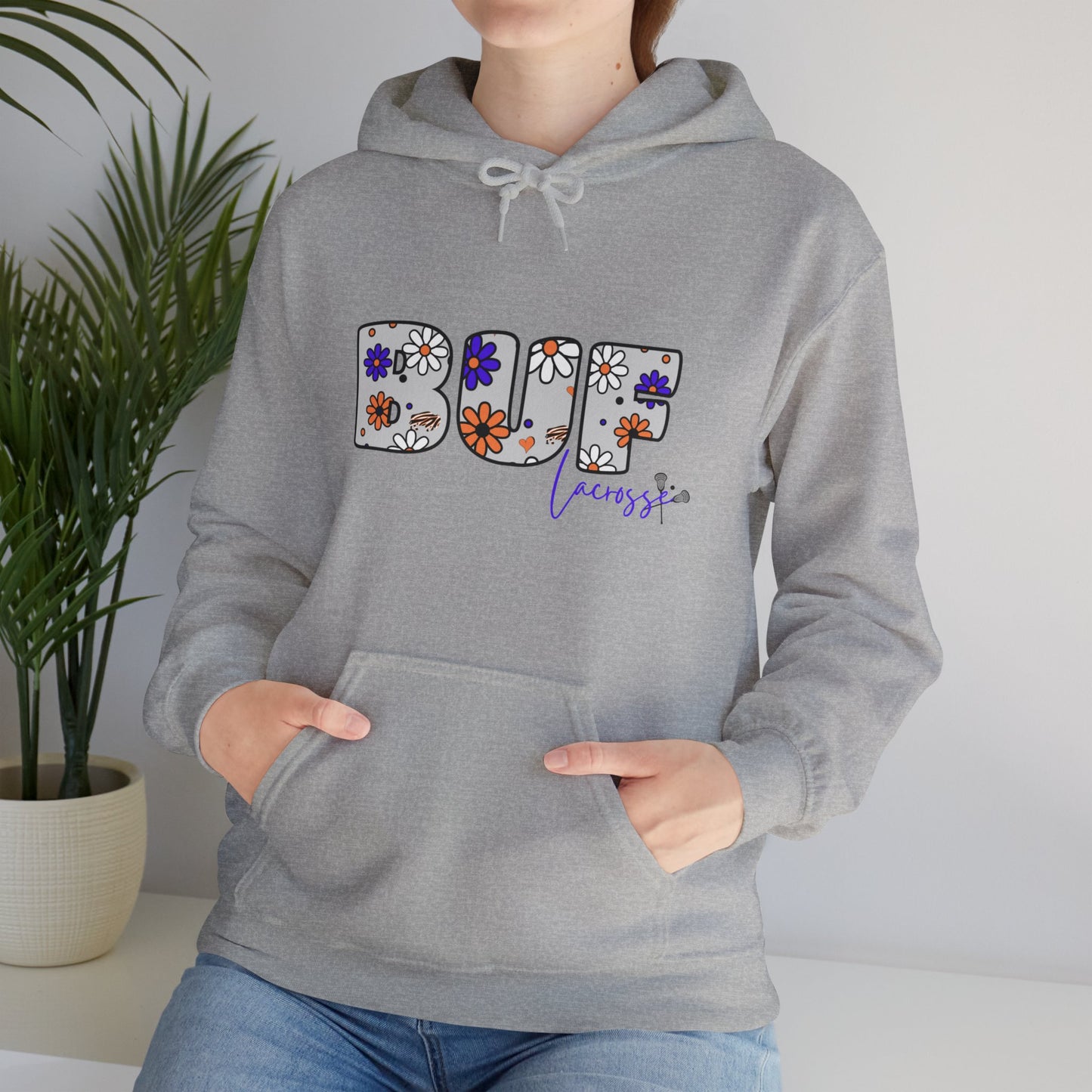 BUF Lacrosse Unisex Heavy Blend™ Hooded Sweatshirt ~ Flower Power Design