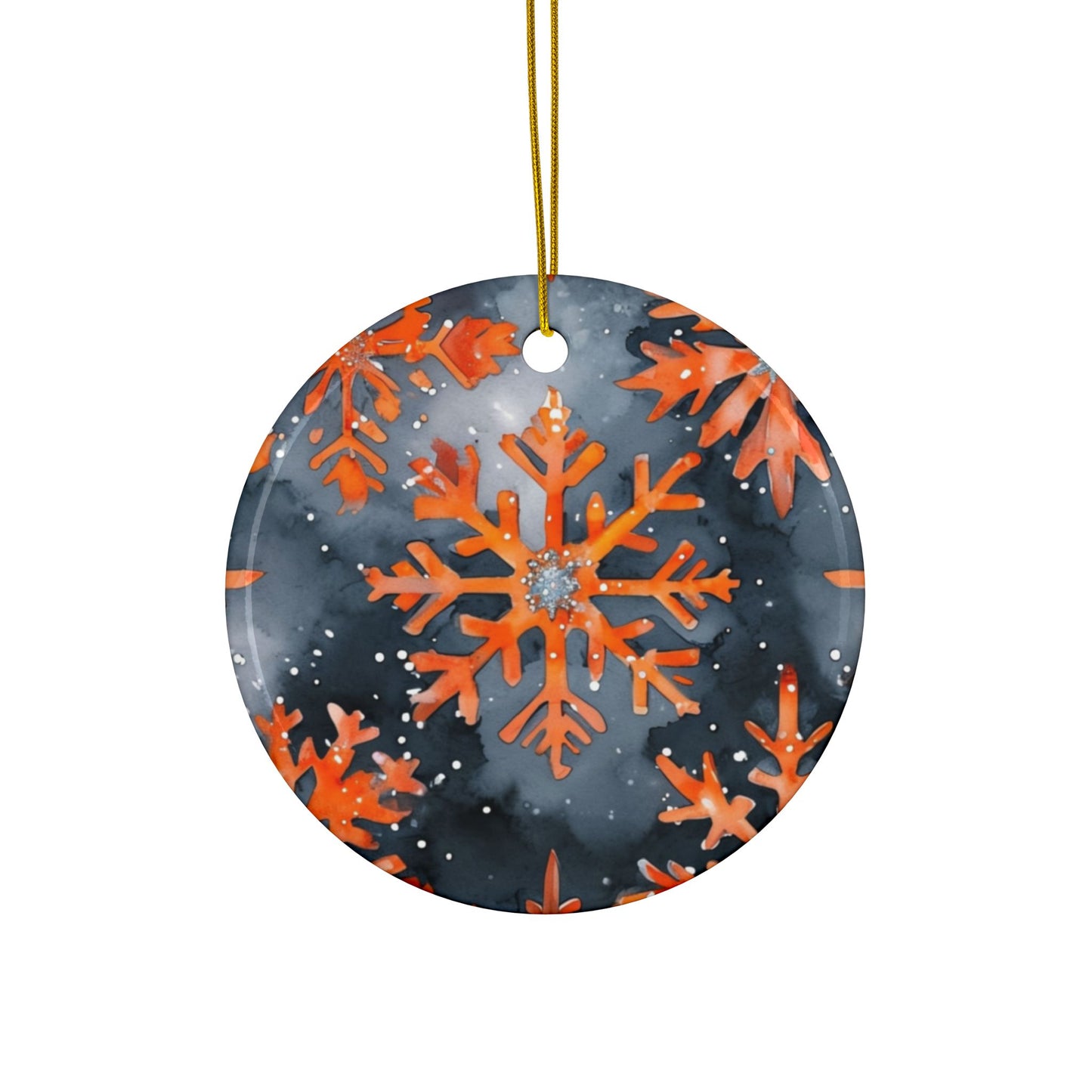 Buffalo Bandits Snowflake Watercolor Ceramic Ornament: 2-Side Print, Available in (1pc, 3pcs, 5pcs, 10pcs)