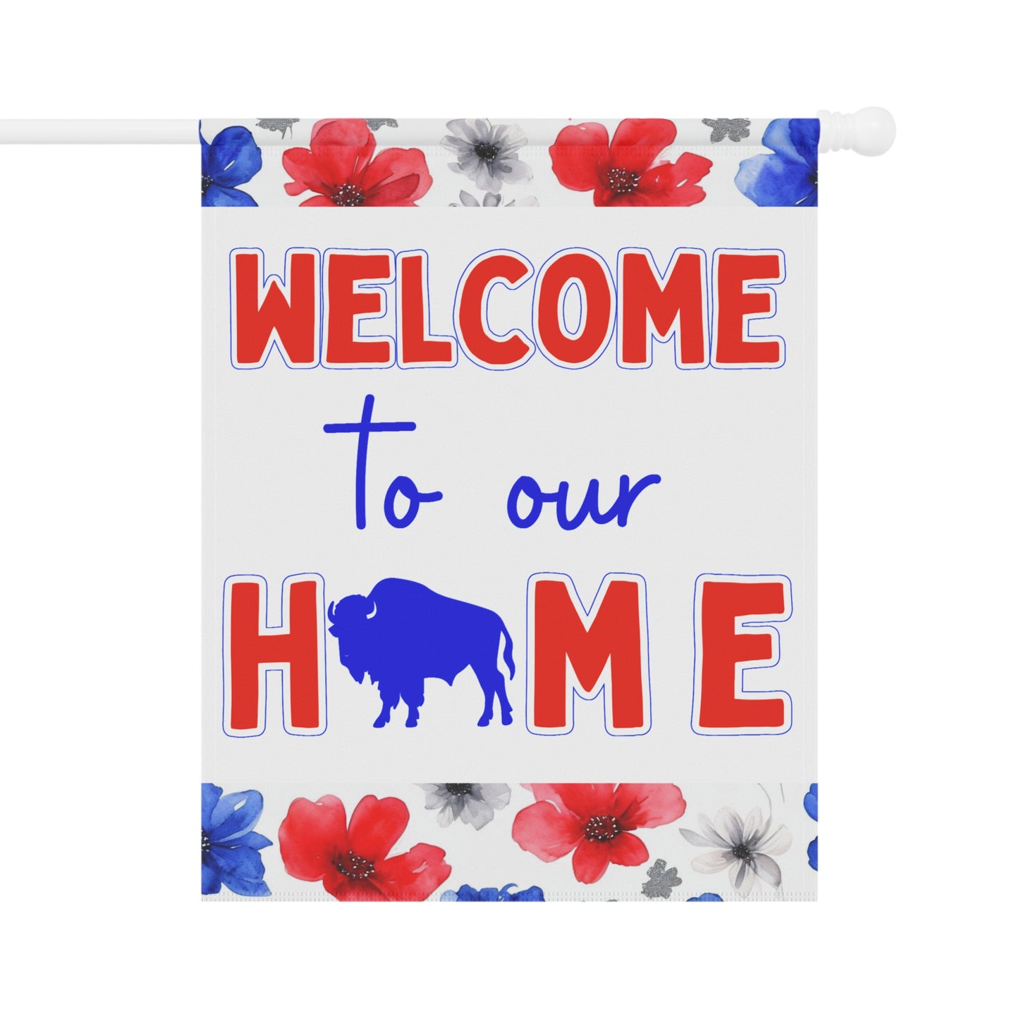 Welcome to Our Home Buffalo Football Floral Watercolor Design