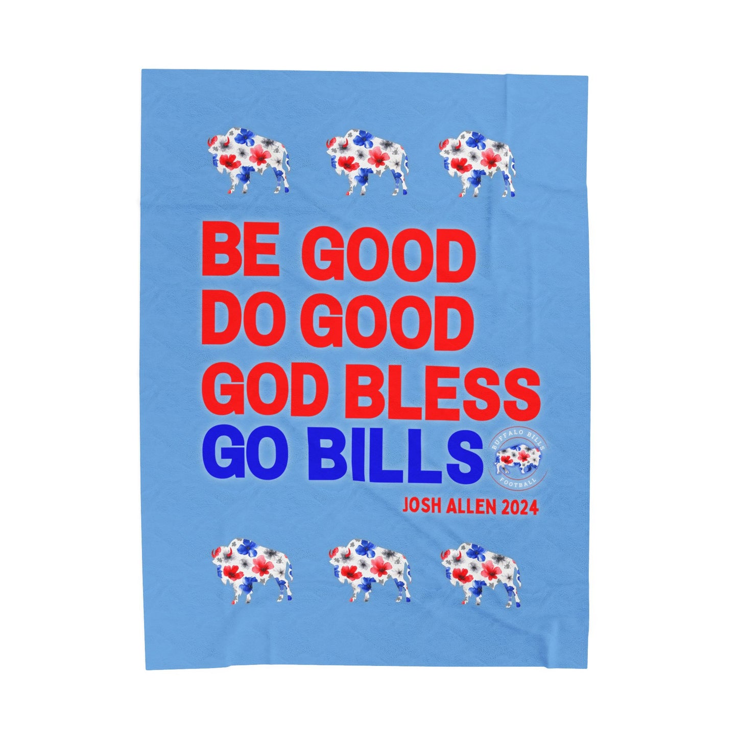 Josh Allen MVP "Be Good, Do Good" Collection Velveteen Plush Blanket ~ Baby Blue