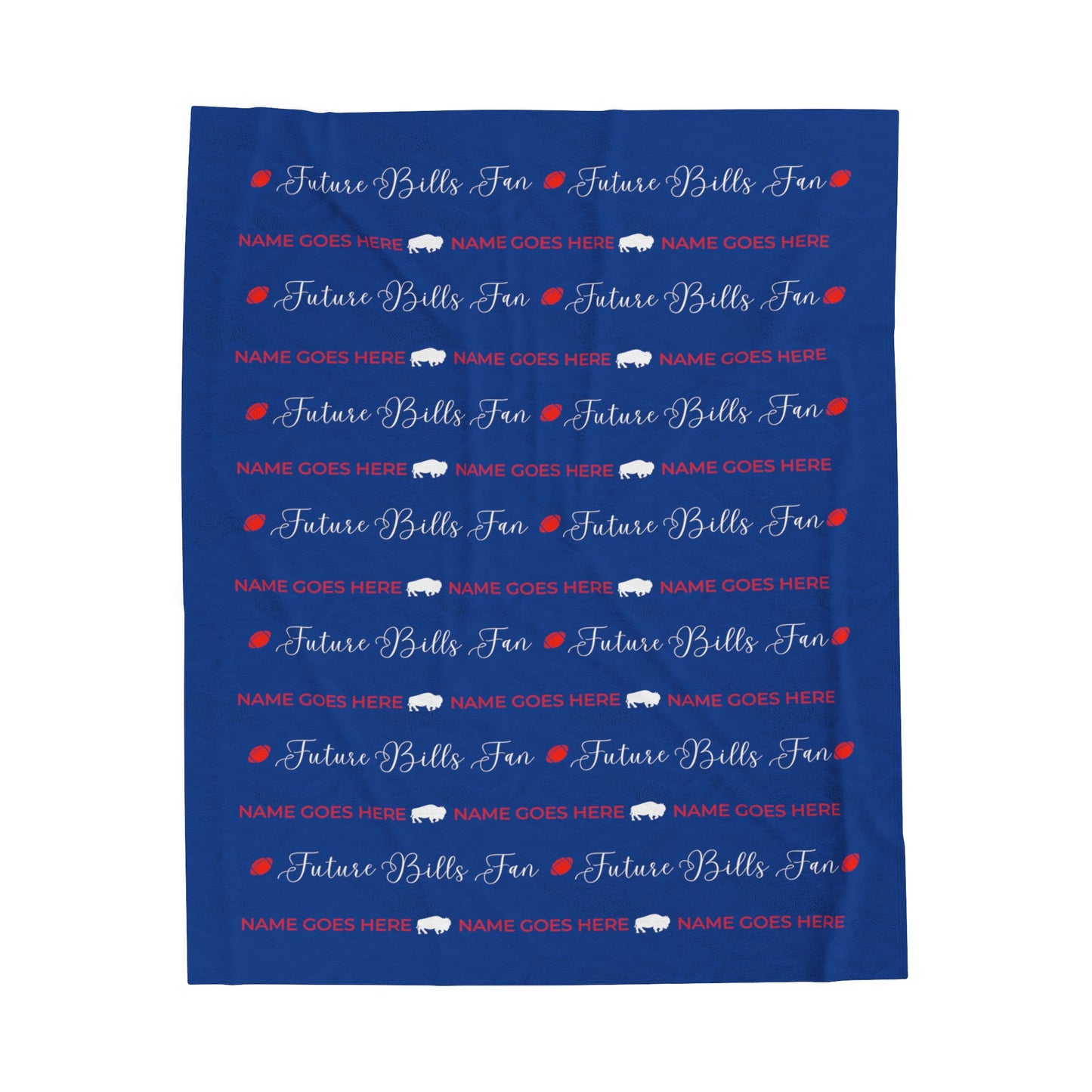 PERSONALIZED FOR FREE WITH BABIES NAME:  Red and Blue Future Bills Fan Velveteen Plush Blanket