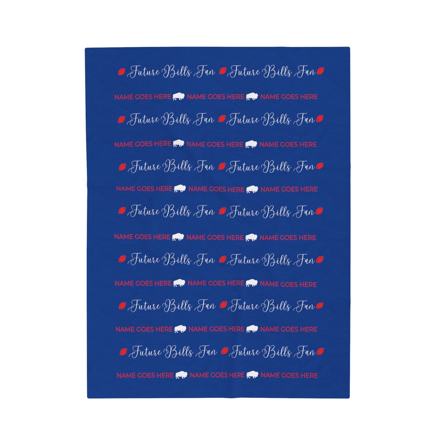 PERSONALIZED FOR FREE WITH BABIES NAME:  Red and Blue Future Bills Fan Velveteen Plush Blanket