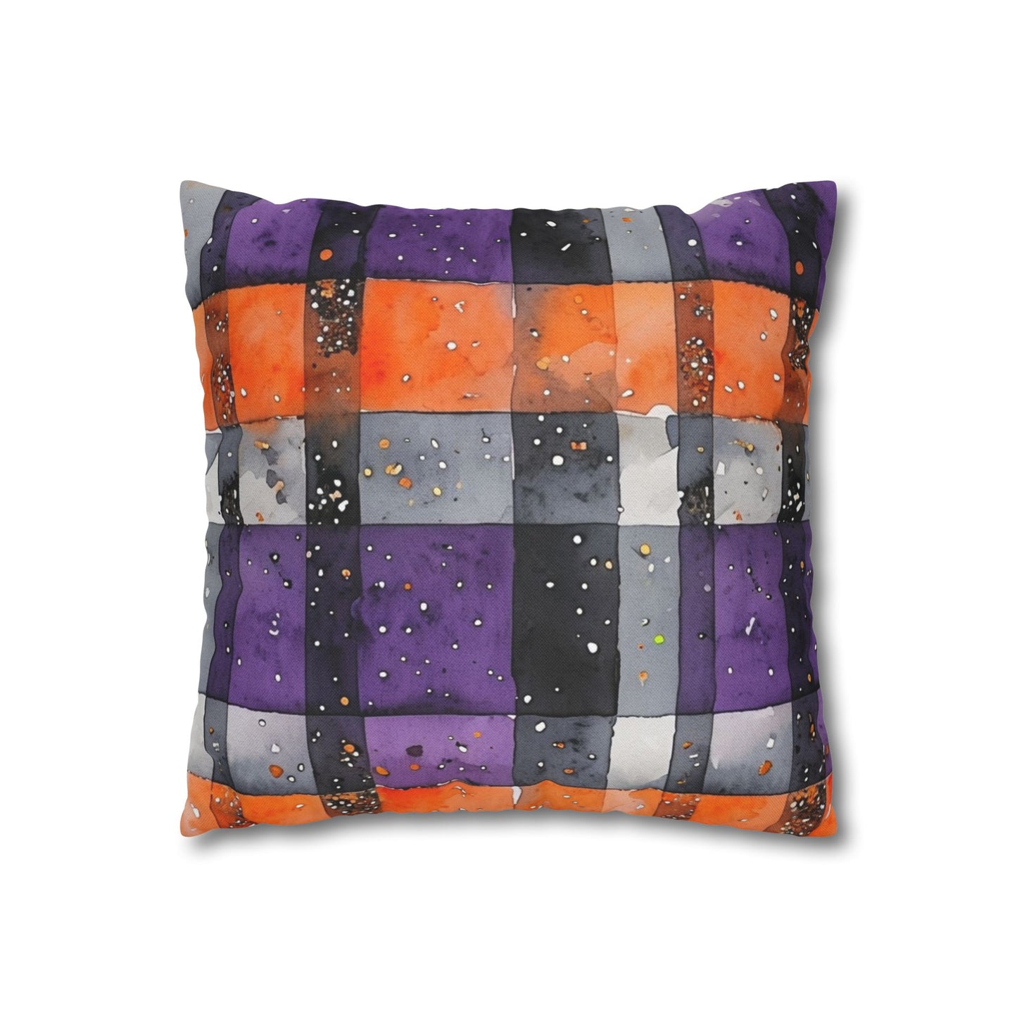 Bandits Plaid Watercolor Spun Polyester Square Pillowcase