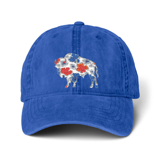 Floral Buffalo Baseball Cap(Embroidery)