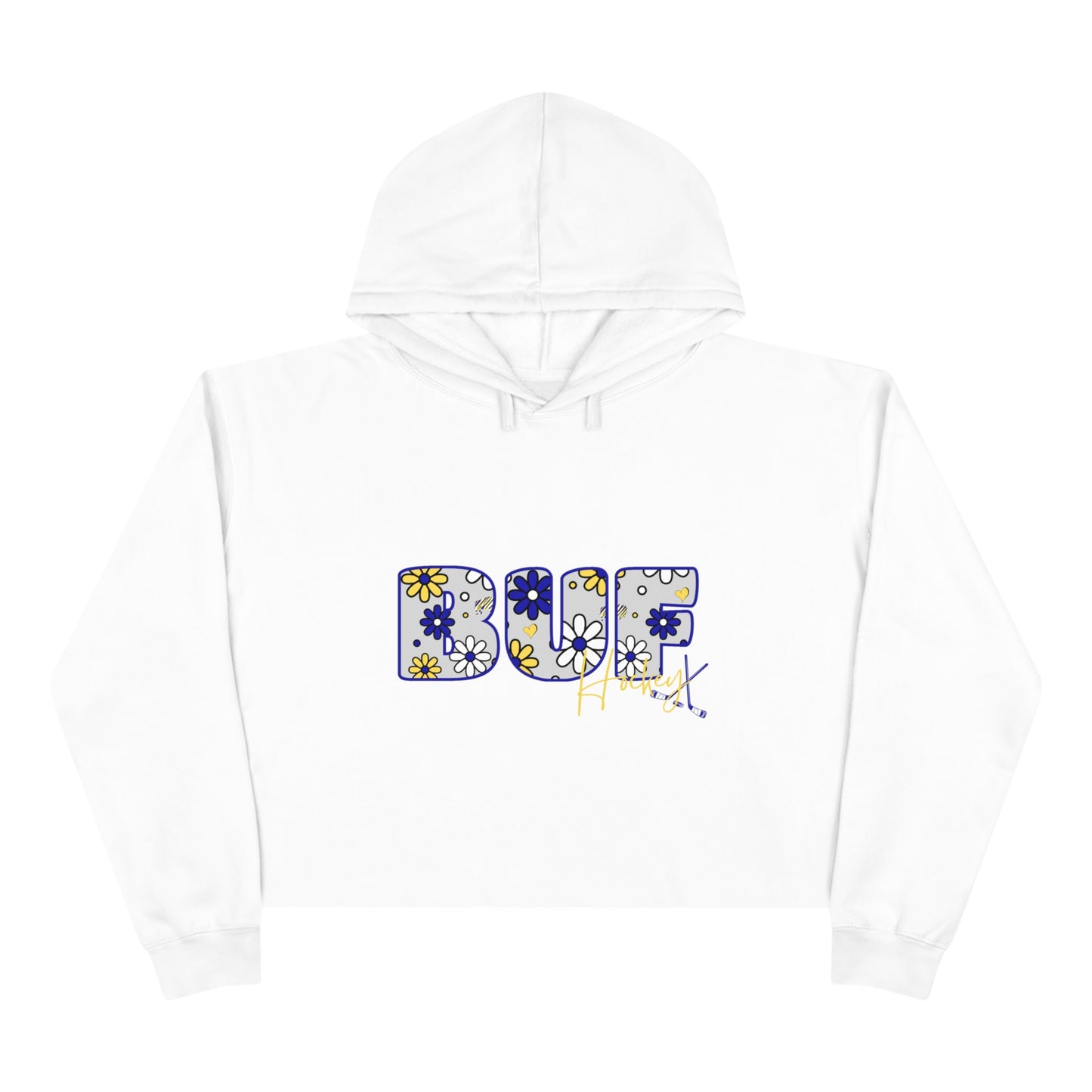 BUF Sabres Hockey Crop Hoodie ~ Flower Power Design