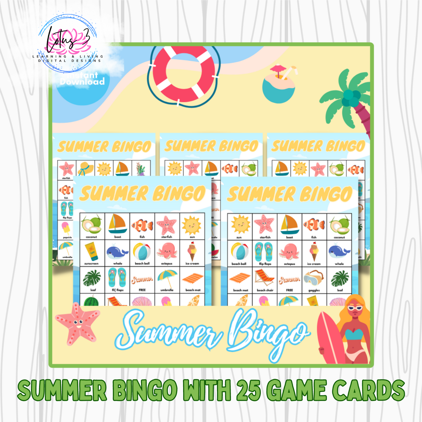 Summer Bingo Cards