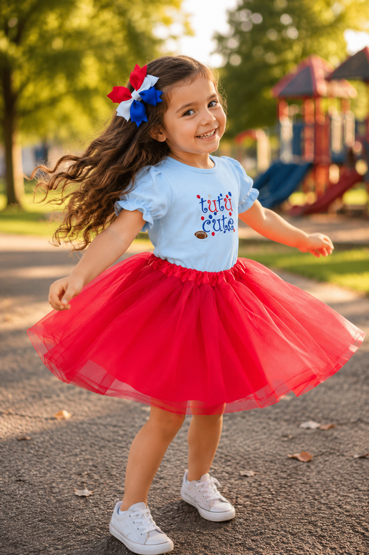Tutu Cute Short Sleeve Ruffle Outfits (Light Blue or White Shirt)