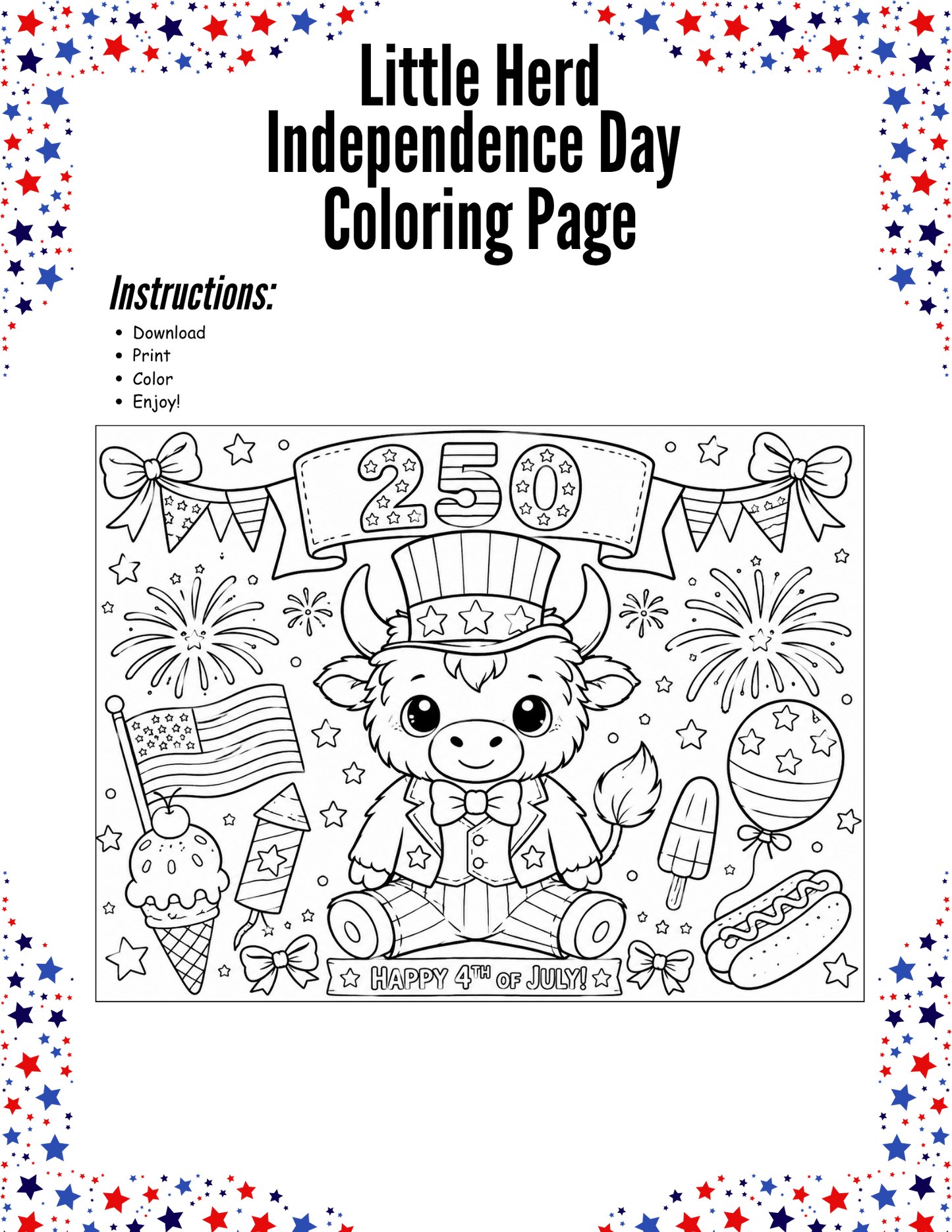 Welcome to the Herd Coloring Sheet_4th of July