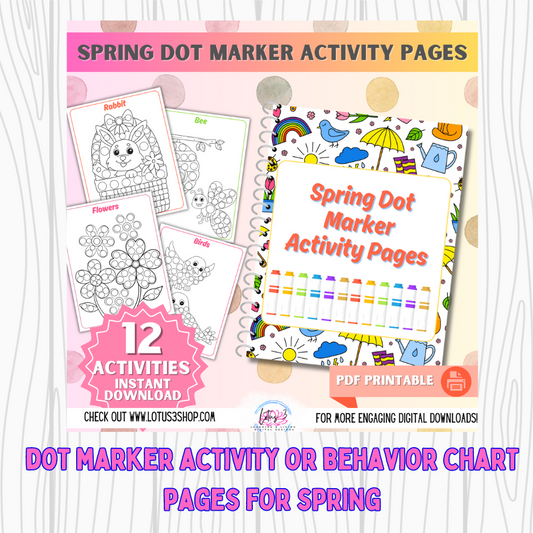Dot Marker Coloring Activities or Goal Charts for Spring