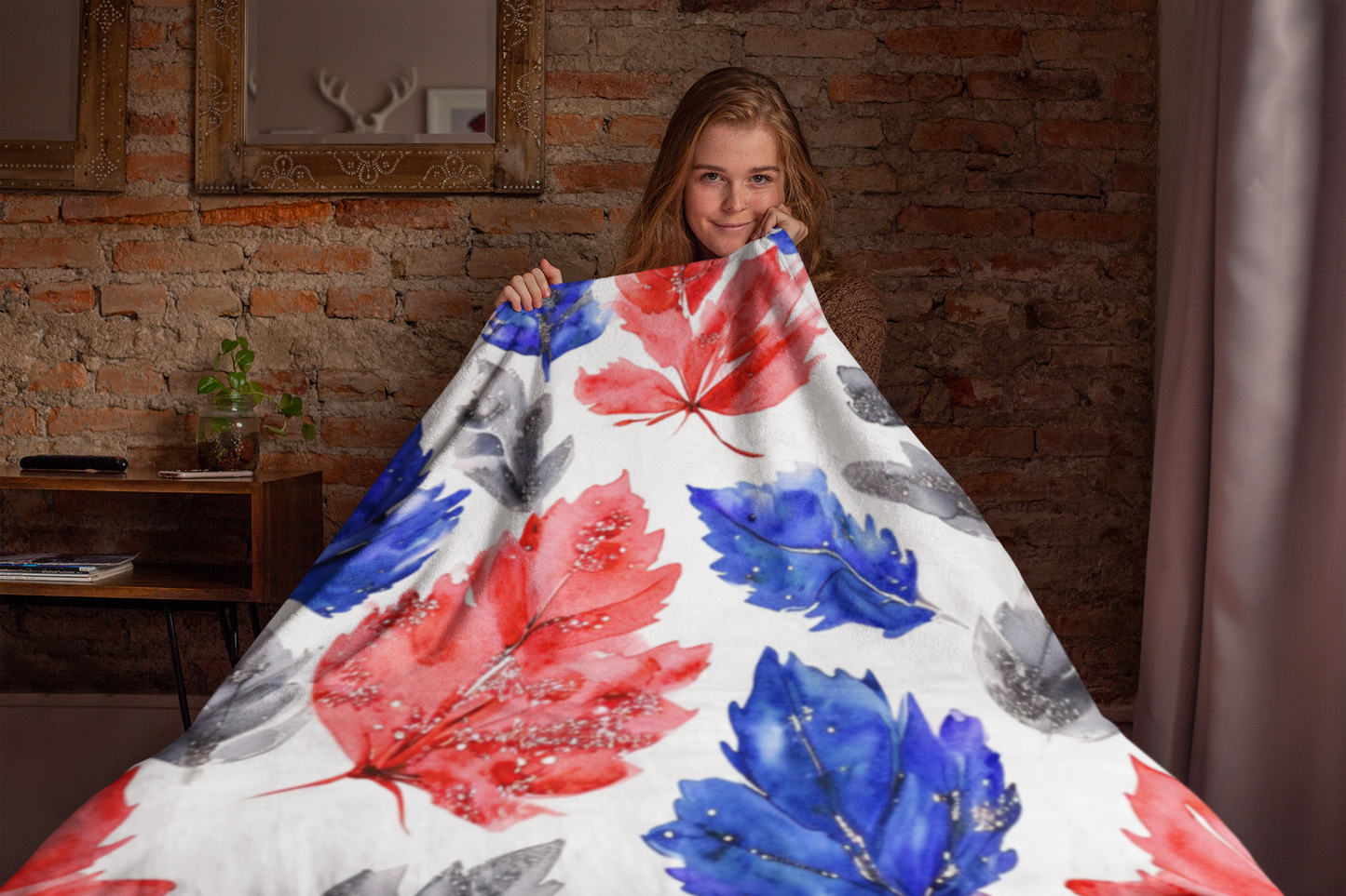 Bills Fall Leaf Watercolor Velveteen Plush Blanket