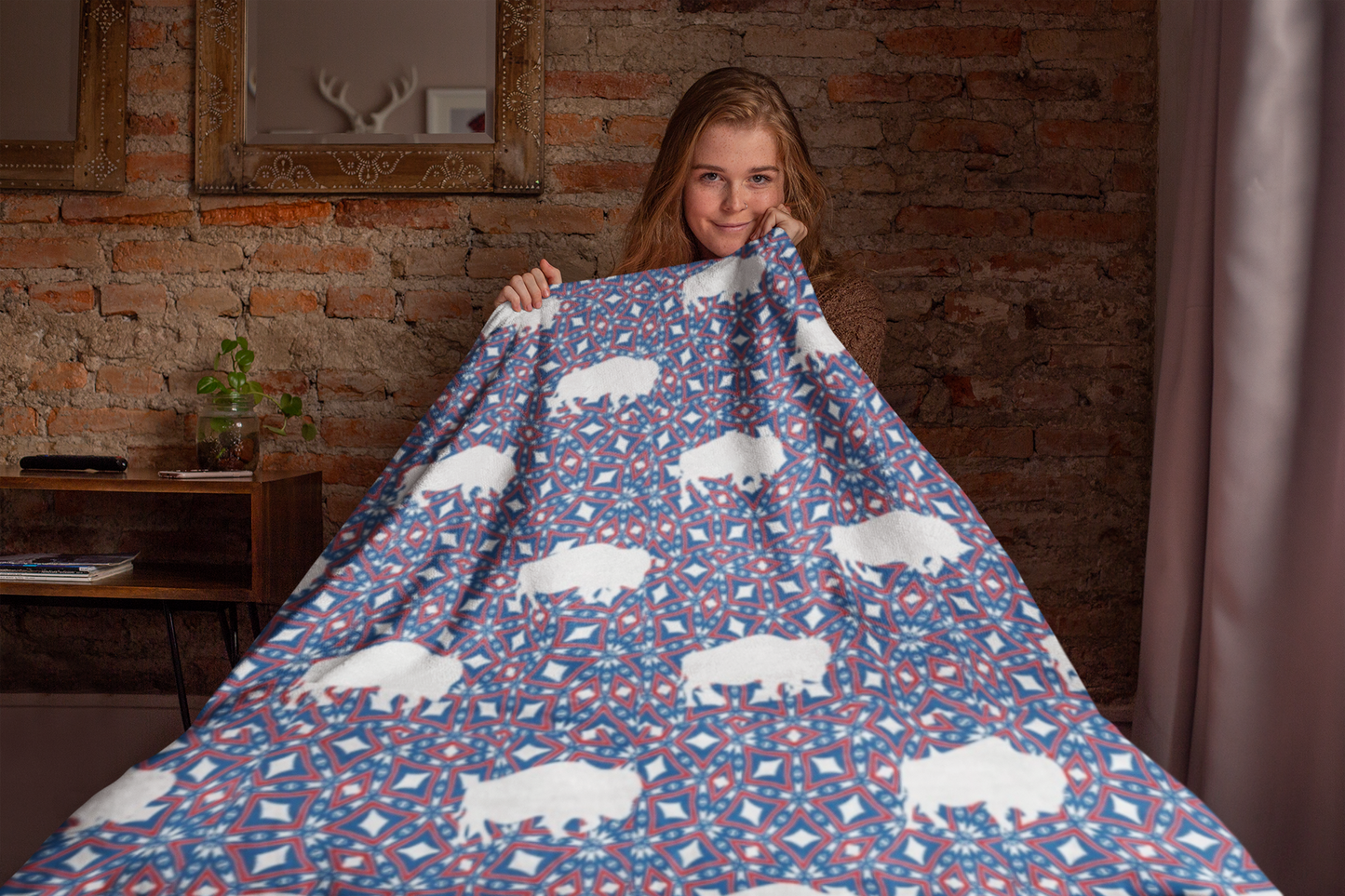 Roaming Buffalo Velveteen Plush Blanket