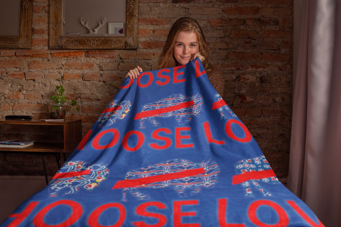 Choose Love Buffalo Bills Mash Up Velveteen Plush Blanket