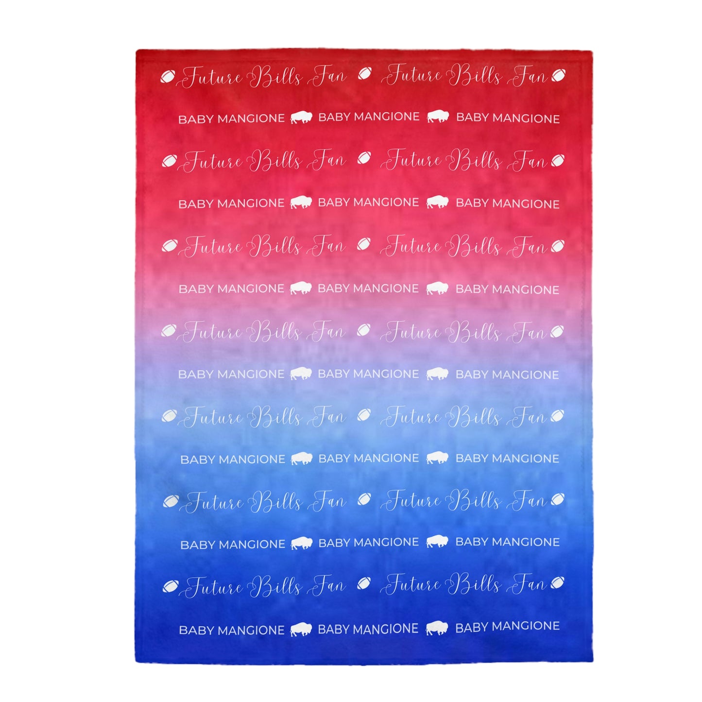 PERSONALIZED FOR FREE: Red and Blue Ombre Future Bills Fan Warm and Cuddly Velveteen Plush Blanket