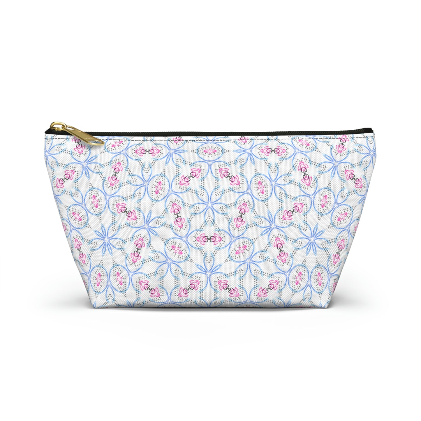 Splashes of Pink & Blue Mash Up Accessory Pouch w T-bottom