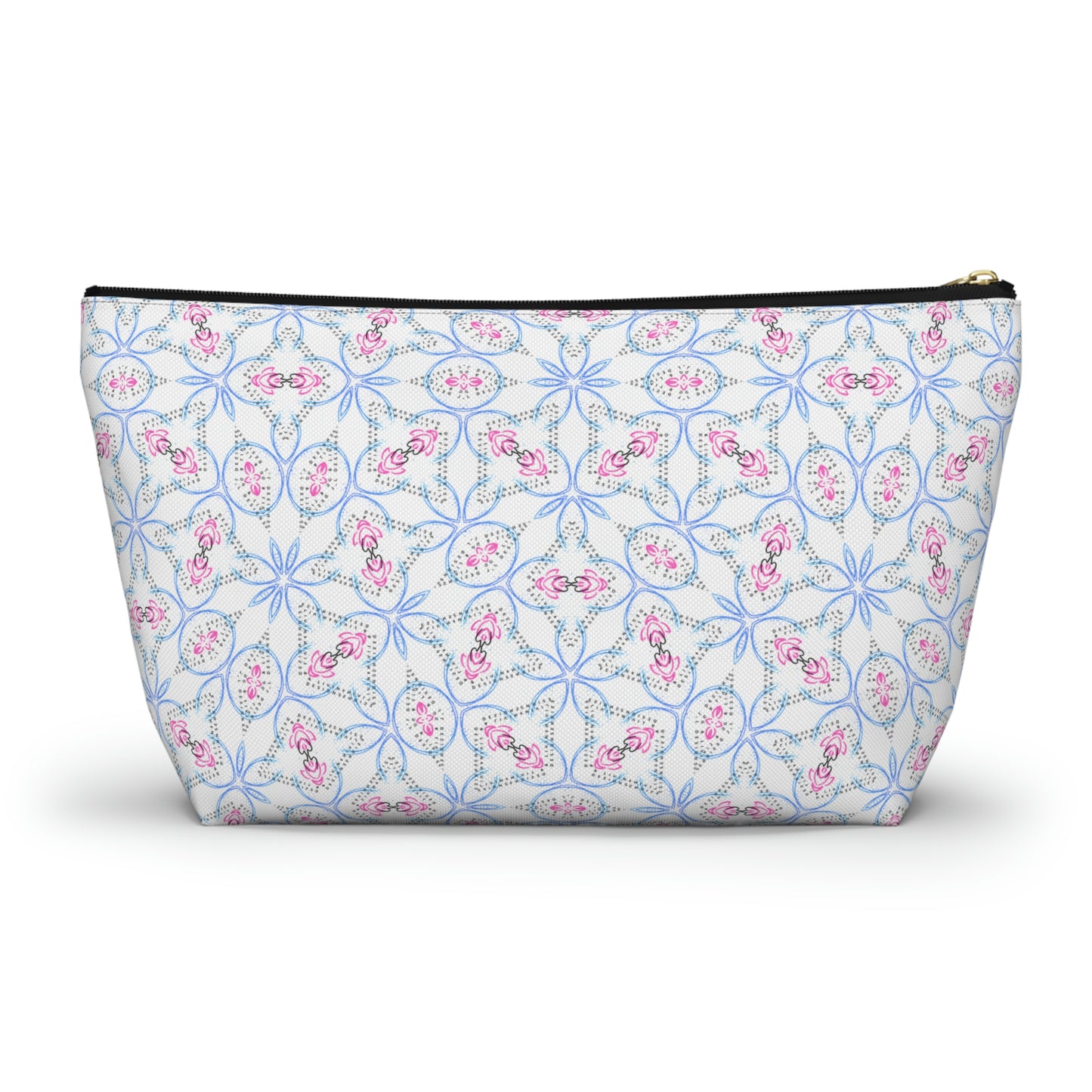 Splashes of Pink & Blue Mash Up Accessory Pouch w T-bottom