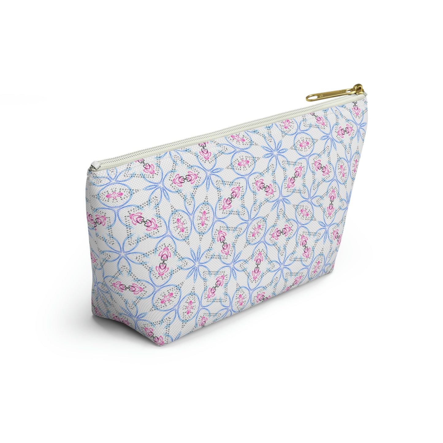 Splashes of Pink & Blue Mash Up Accessory Pouch w T-bottom