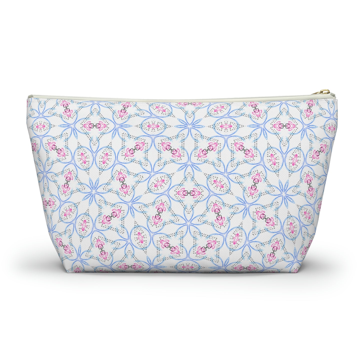 Splashes of Pink & Blue Mash Up Accessory Pouch w T-bottom