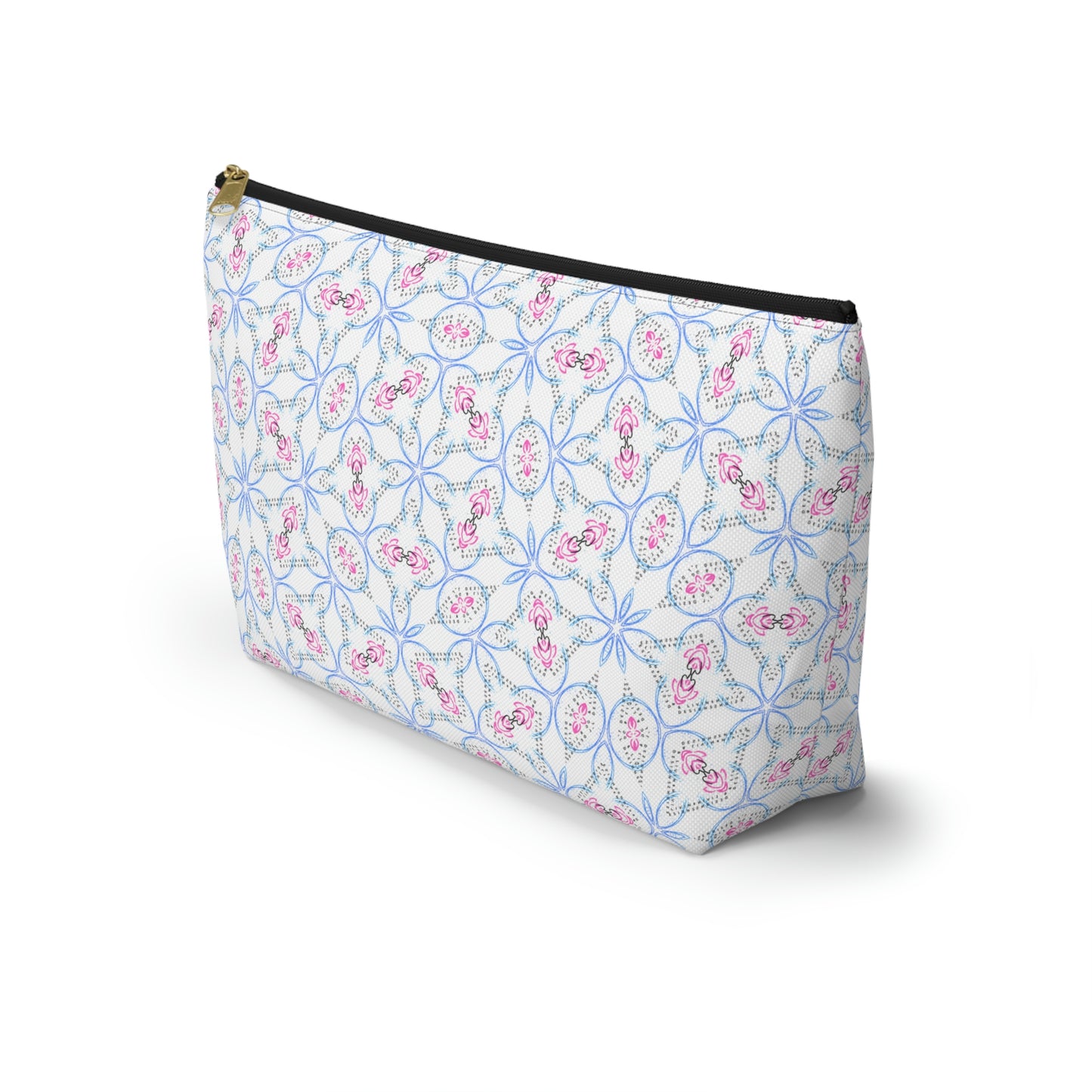 Splashes of Pink & Blue Mash Up Accessory Pouch w T-bottom