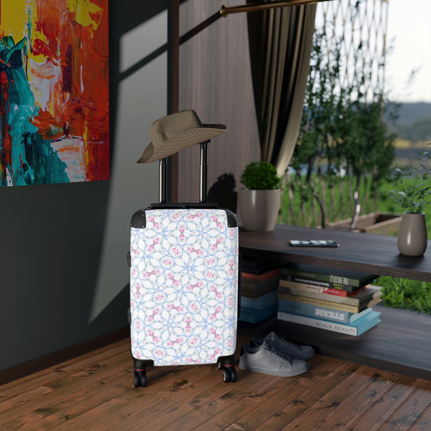 Splashes of Pink & Blue Mash Up Suitcases