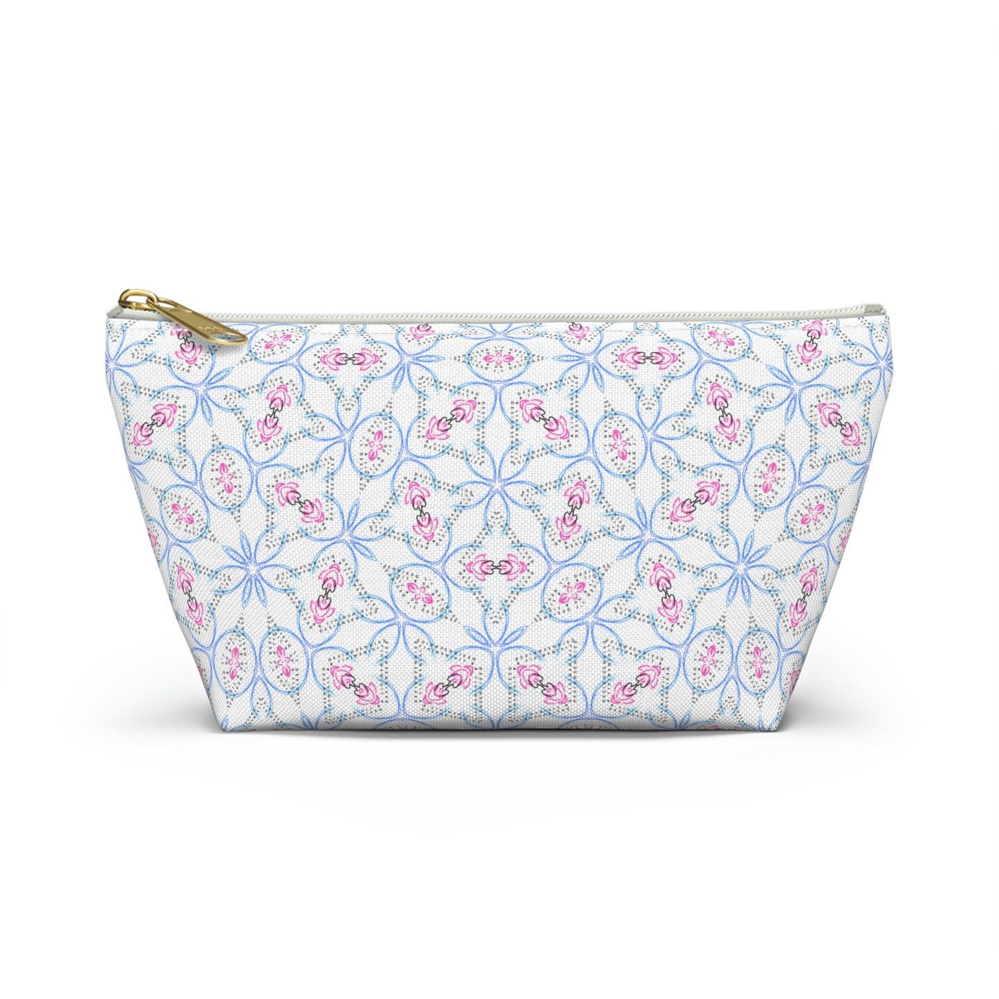 Splashes of Pink & Blue Mash Up Accessory Pouch w T-bottom