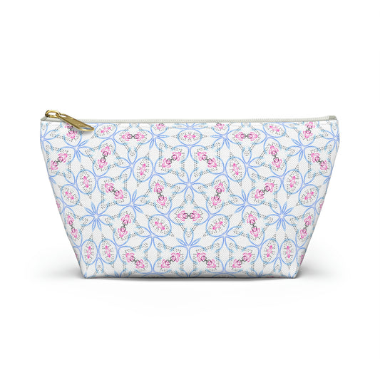 Splashes of Pink & Blue Mash Up Accessory Pouch w T-bottom