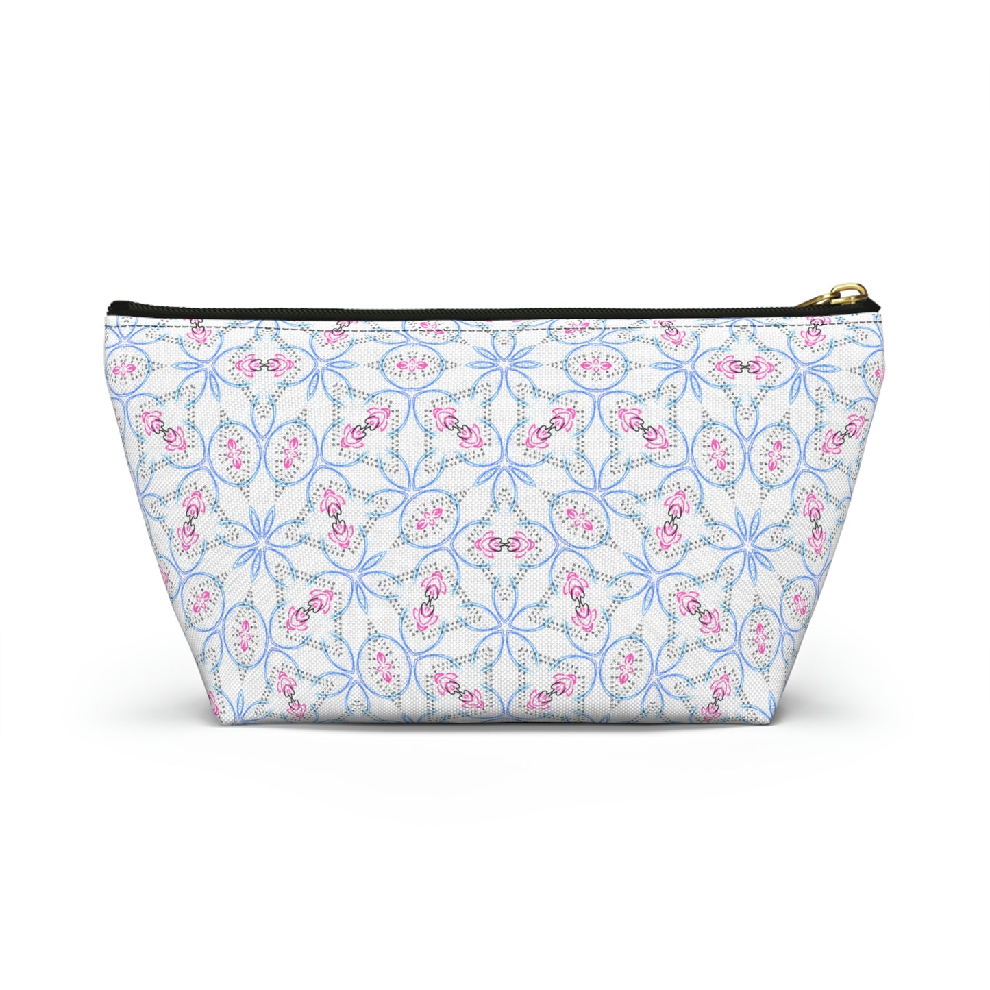 Splashes of Pink & Blue Mash Up Accessory Pouch w T-bottom