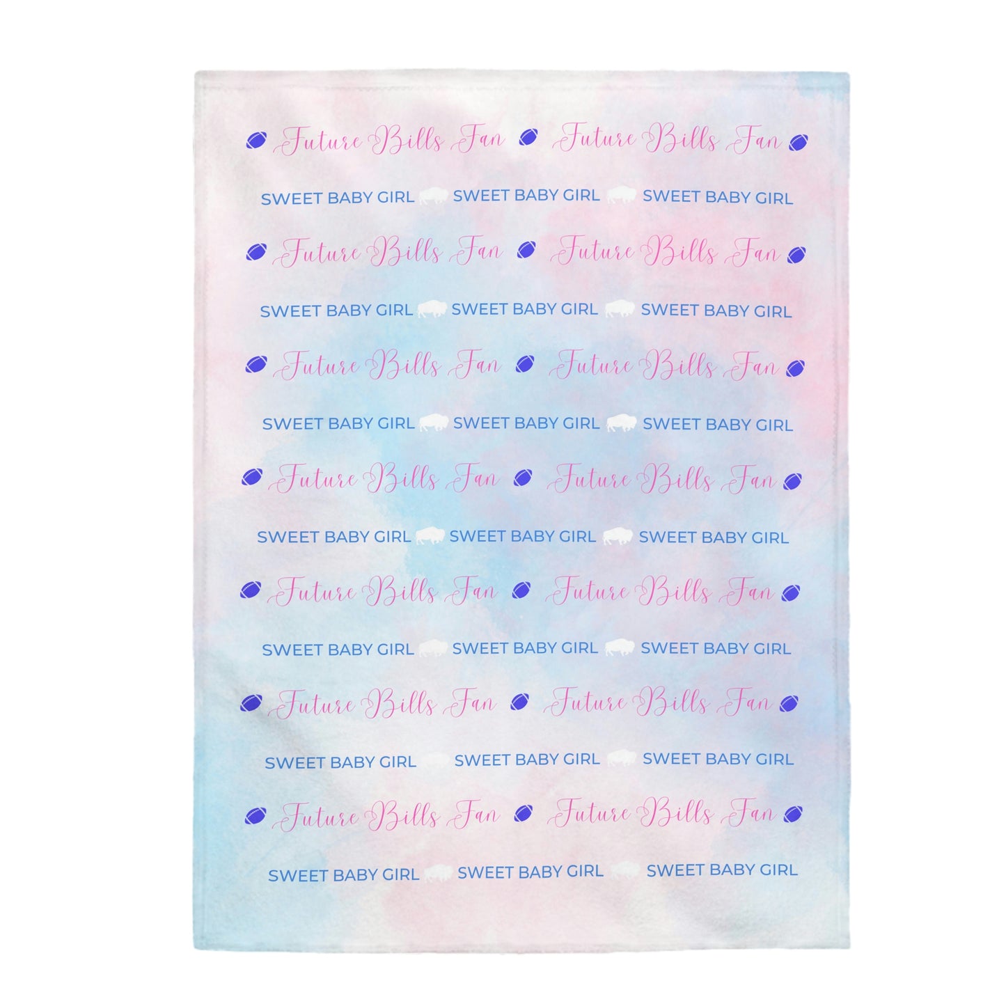 PERSONALIZED FOR FREE: Pink and Blue Future Bills Fan Warm and Cuddly Velveteen Plush Blanket