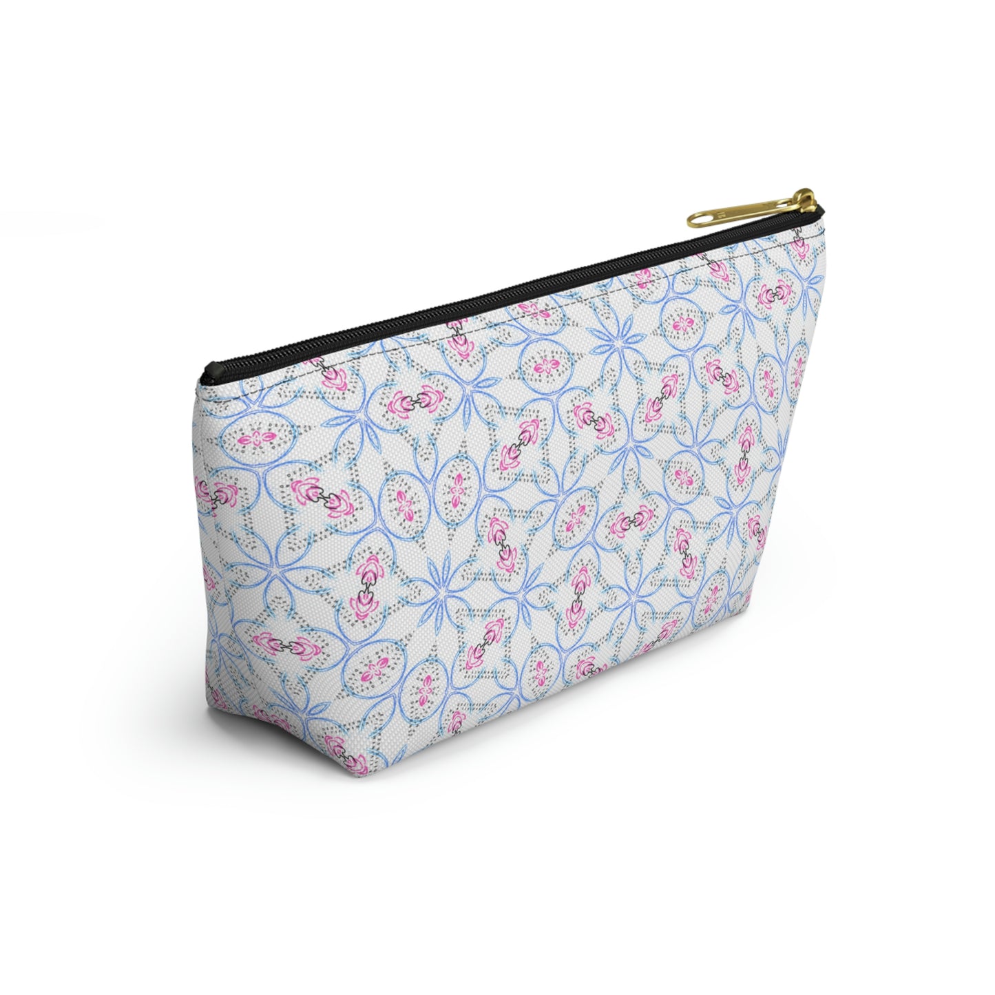 Splashes of Pink & Blue Mash Up Accessory Pouch w T-bottom