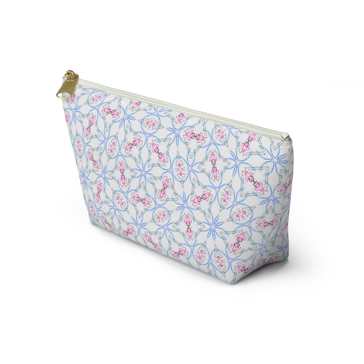 Splashes of Pink & Blue Mash Up Accessory Pouch w T-bottom