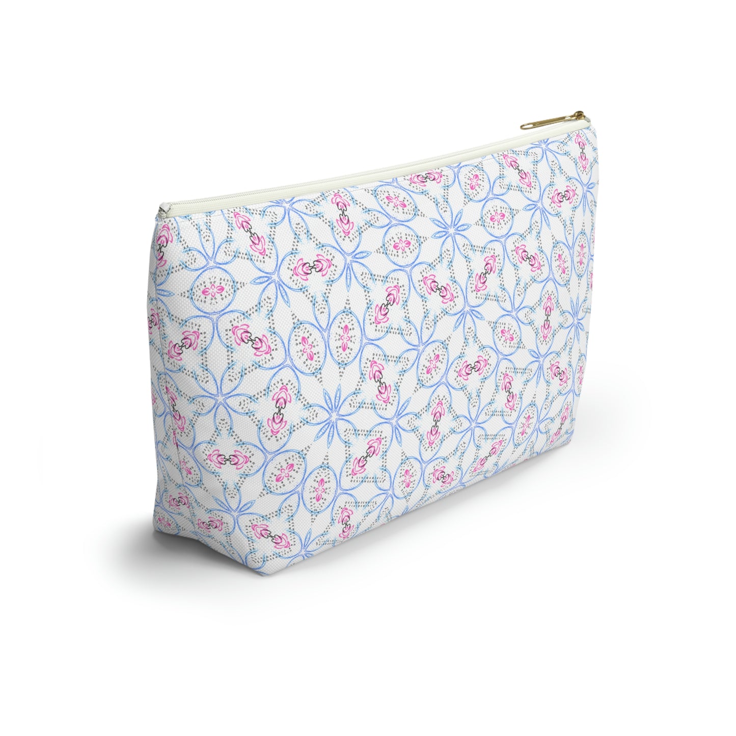 Splashes of Pink & Blue Mash Up Accessory Pouch w T-bottom