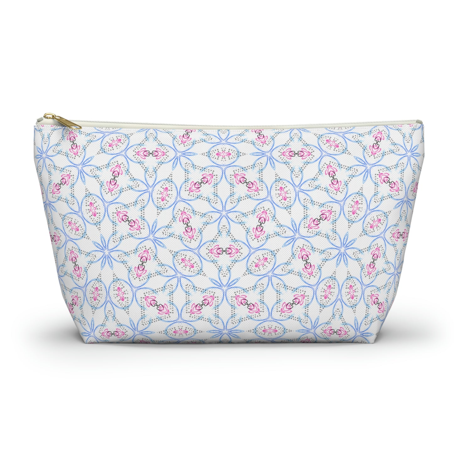 Splashes of Pink & Blue Mash Up Accessory Pouch w T-bottom