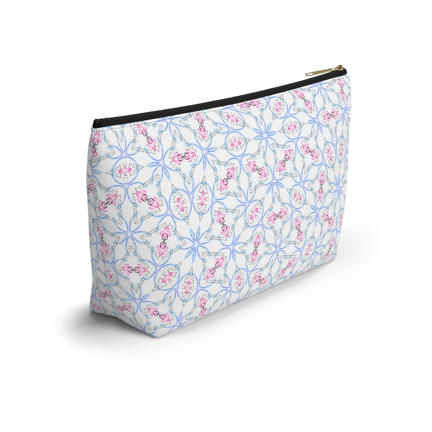 Splashes of Pink & Blue Mash Up Accessory Pouch w T-bottom