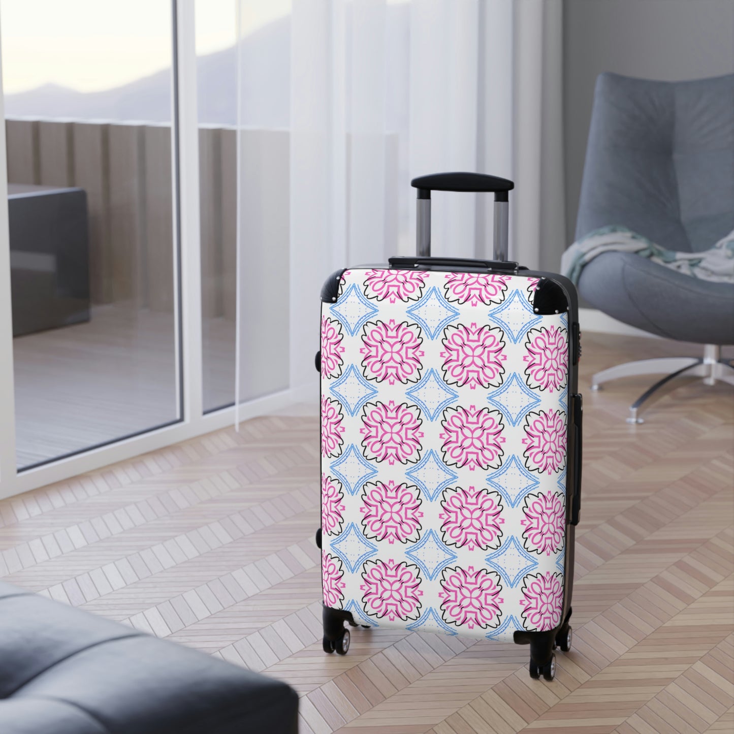 Lotus Living Pink & Blue Mash Up Suitcases