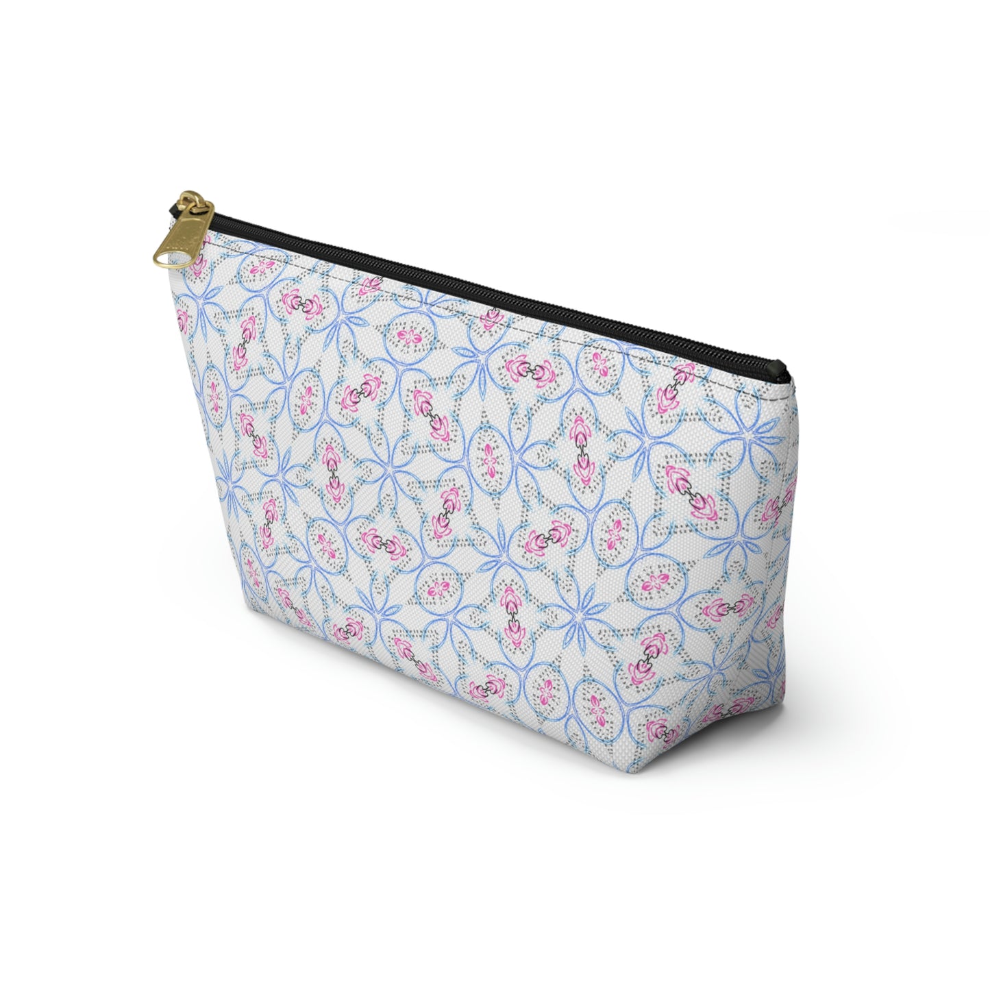 Splashes of Pink & Blue Mash Up Accessory Pouch w T-bottom