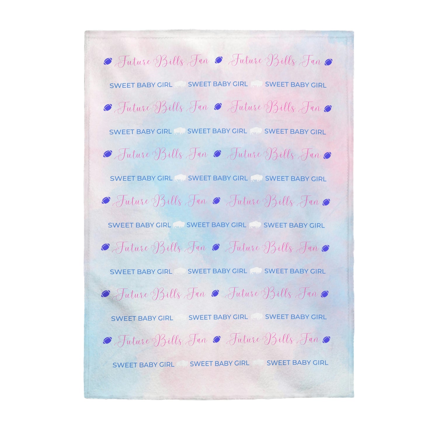 PERSONALIZED FOR FREE: Pink and Blue Future Bills Fan Warm and Cuddly Velveteen Plush Blanket