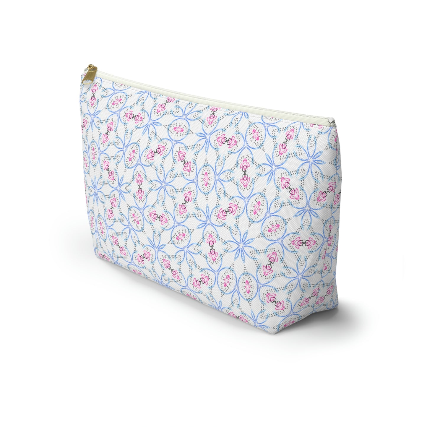 Splashes of Pink & Blue Mash Up Accessory Pouch w T-bottom