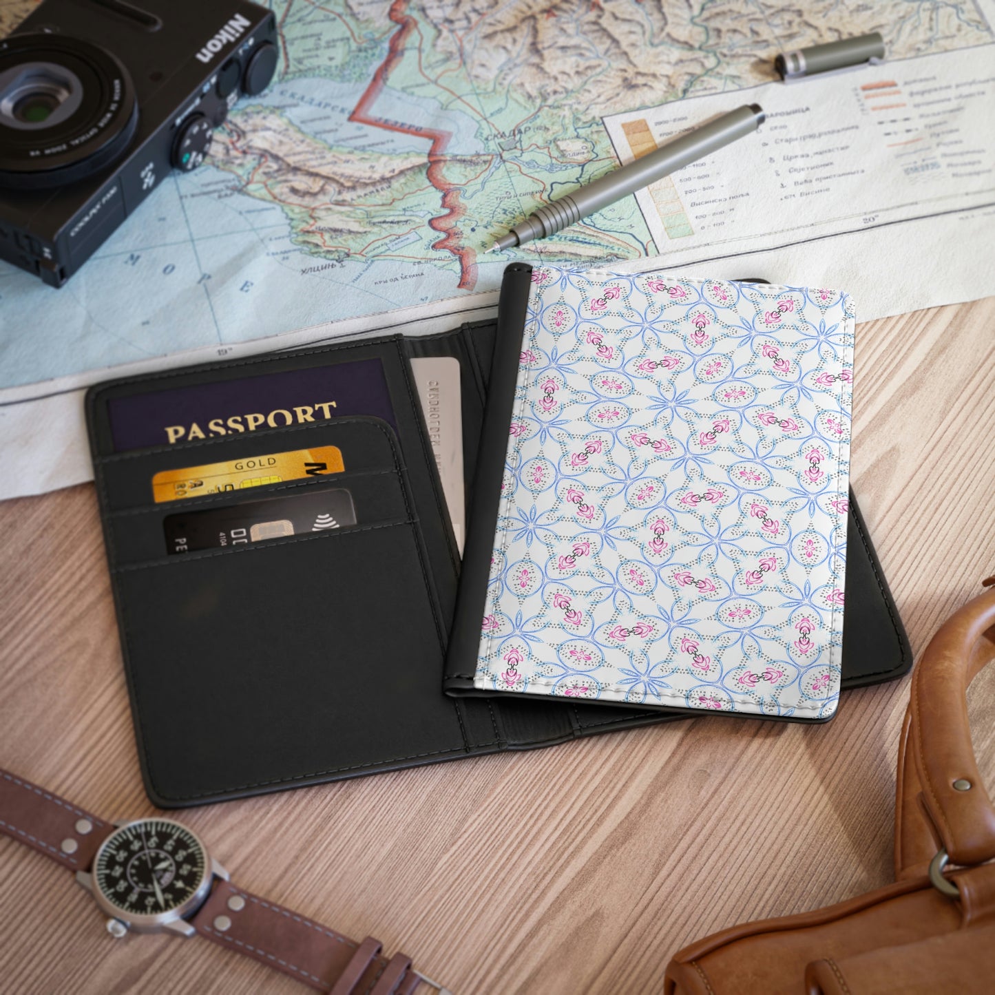 Splashes of Pink & Blue  Mash Up Always Passport Cover