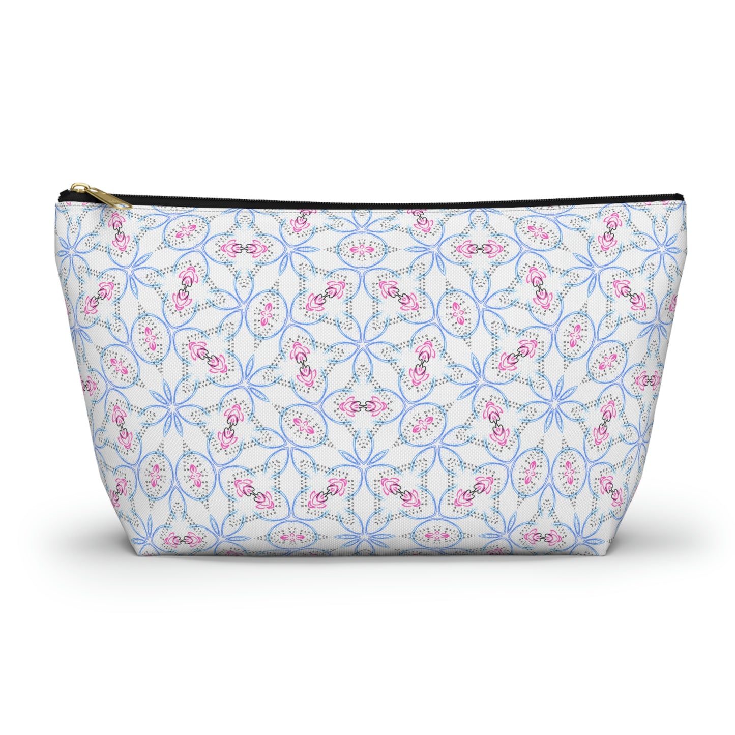 Splashes of Pink & Blue Mash Up Accessory Pouch w T-bottom